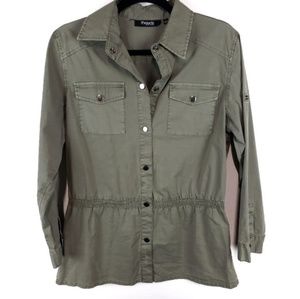 Threads Military Jacket Olive Green Cinched Waist